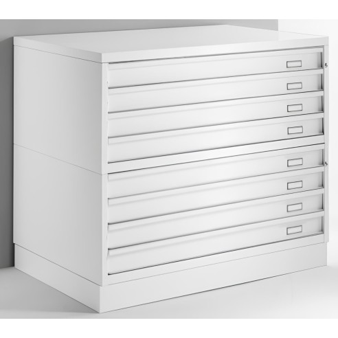 Cassettiera PRO XL A0 8 Cassetti Altezza Maggiorata 12cm Porta Disegni Reperti Bianco CAM orizzontale cm 144x96x124.5h