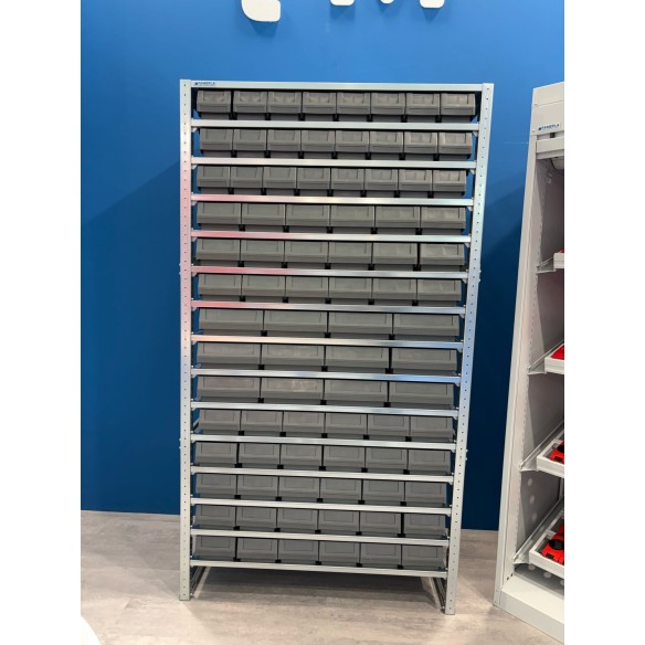 Scaffale Porta Minuteria profondità 625mm compreso di 86 contenitori RK - 1100x625x1997mm uso professionale
