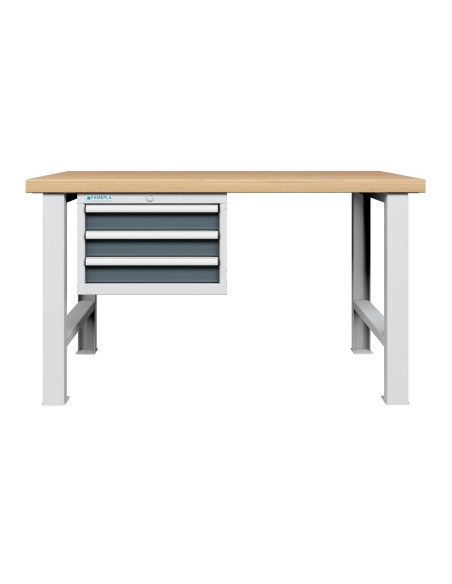 BANCO da LAVORO PIANO LEGNO 3 CASSETTI  PROFESSIONALE 1500 x 750 mm portata 800 KG.