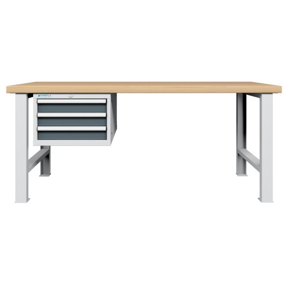 BANCO LAVORO PIANO LEGNO 3 CASSETTI  PROFESSIONALE 2000 x 750 mm portata 400 KG.