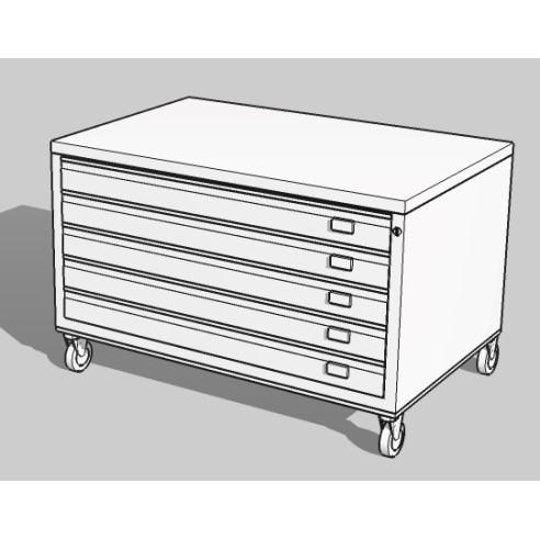 OUTLET x piccola ammaccatura Cassettiera ECO A0 5 Cassetti con RUOTE Portadisegni Bianco componibile orizzontale cm 144x96x58h