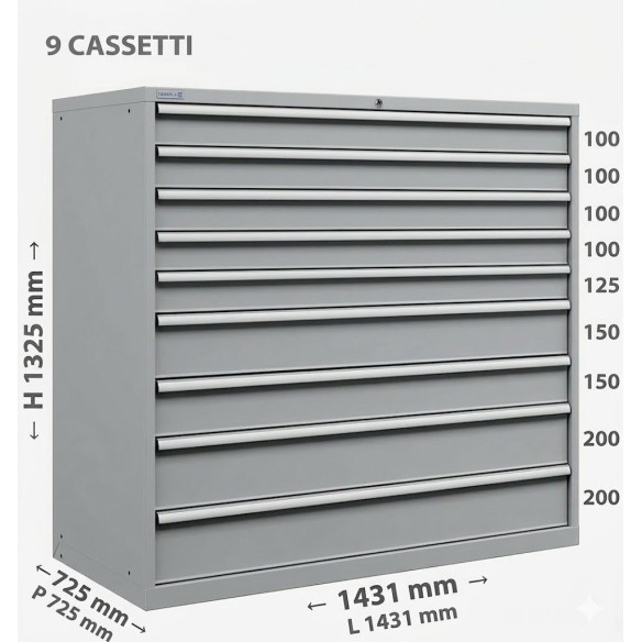 CASSETTIERA METALLO METALLO INDUSTRIALE OFFICINA 78 X 36 Eh (L 1431 x 