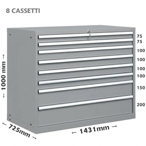 CASSETTIERA METALLO METALLO INDUSTRIALE OFFICINA 78 X 36 Eh (L 1431 x 