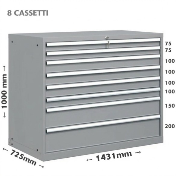CASSETTIERA METALLO METALLO INDUSTRIALE OFFICINA 78 X 36 Eh (L 1431 x 