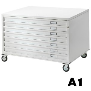 Cassettiera PRO A1 7 Cassetti con RUOTE Portadisegni Bianco componibile orizzontale cm 116x75,5x73h