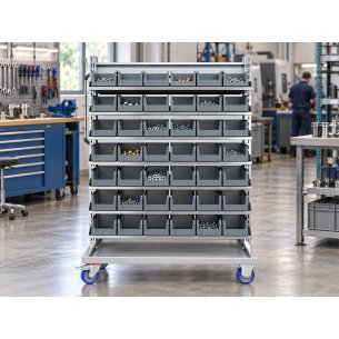 Carrello con 84 contenitori a bocca di lupo professionale 2