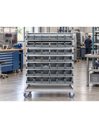 Carrello con 84 contenitori a bocca di lupo professionale