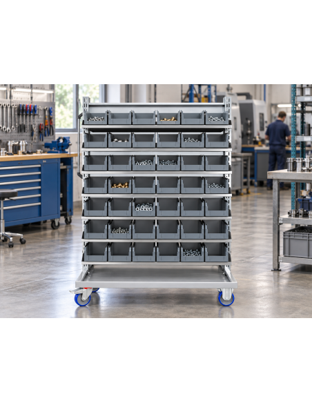 Carrello con 84 contenitori a bocca di lupo professionale