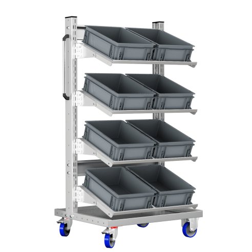 Carrello porta contenitori professionale con 8 contenitori