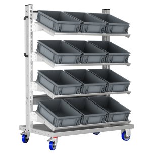 Carrello con 12 cassette contenitori professionale