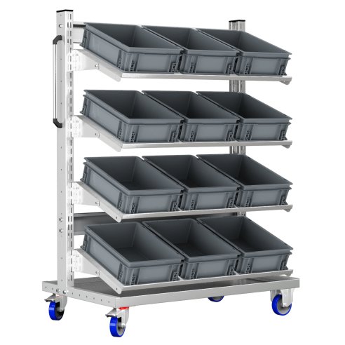 Carrello con 12 cassette contenitori professionale