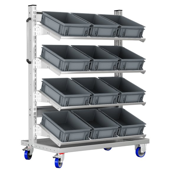 Carrello con 12 cassette contenitori professionale