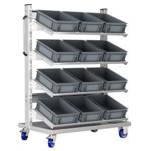 Carrello con 12 cassette contenitori professionale