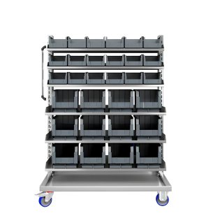 Carrello porta minuteria con 30 contenitori a bocca di lupo