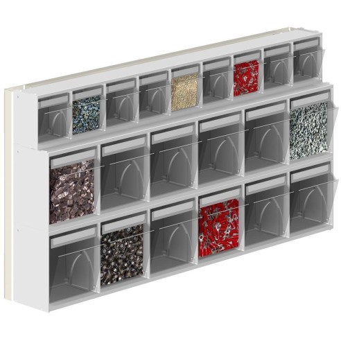 Porta minuteria Scaffale Parete 21 Cassetti Trasparenti Basculanti portaminuteria cassettiera