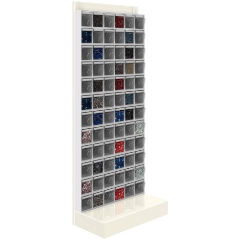 SCAFFALE Porta Minuteria CON BASE H.150 72 Cassetti Trasparenti Basculanti  Cassettiera