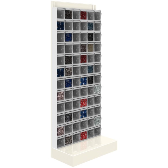 SCAFFALE Porta Minuteria CON BASE H.150 72 Cassetti Trasparenti Basculanti  Cassettiera