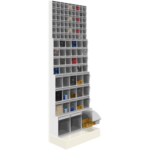 SCAFFALE Porta Minuteria CON BASE H.175 96 Cassetti Trasparenti Basculanti Cassettiera