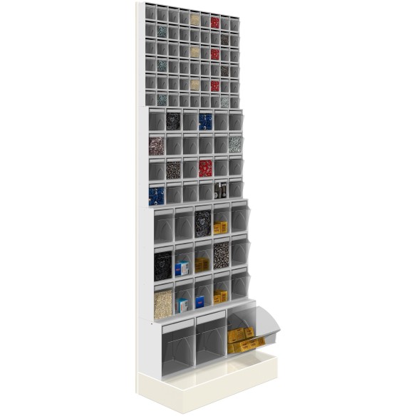 SCAFFALE Porta Minuteria CON BASE H.175 96 Cassetti Trasparenti Basculanti Cassettiera
