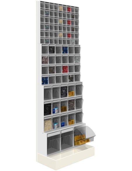 SCAFFALE Porta Minuteria CON BASE H.175 96 Cassetti Trasparenti Basculanti Cassettiera