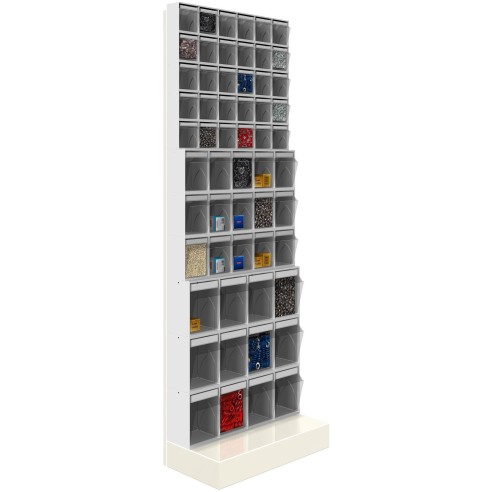 SCAFFALE Porta Minuteria CON BASE 57 cassetti trasparenti H.1750  parete Cassettiera
