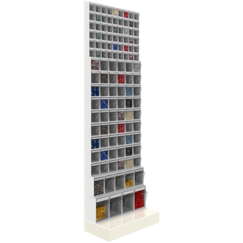 SCAFFALE Porta Minuteria CON BASE 117 cassetti trasparenti H.1950 parete Cassettiera